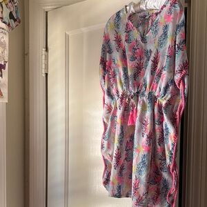 Girls Tropical Pineapple Print Beach Cover-Up/Romper